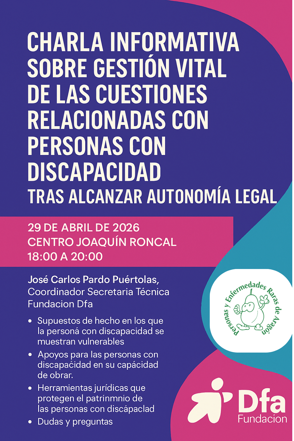 Charla informativa sobre gestión vital de las cuestiones relacionadas con personas con discapacidad tras alcanzar la autonomía legal