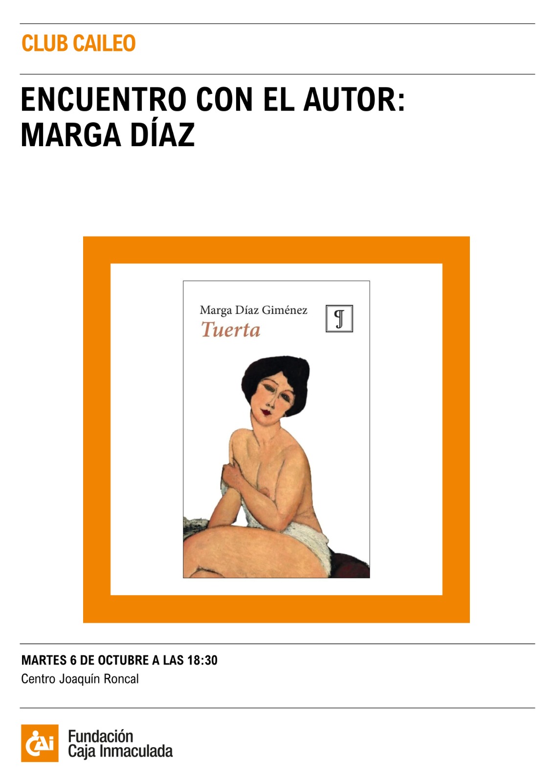 CLUB CAILEO. Encuentro con el autor. Marga Díaz